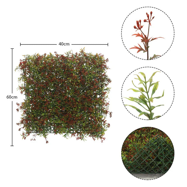 Red Artificial Vertical Garden Wall Panel – Lush Faux Grass Decor